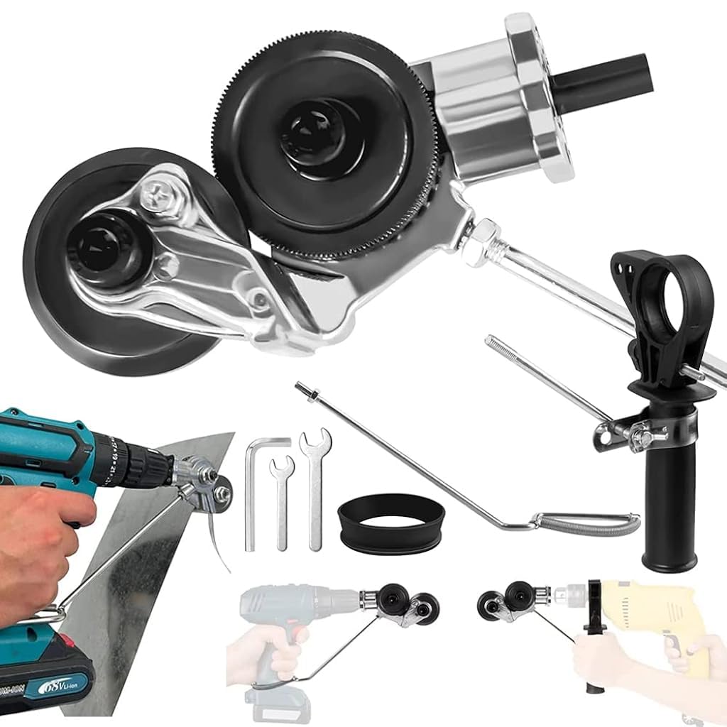 Serplex Electric Drill Shear Attachment Cutter, Electric Drill Plate Cutter Metal Nibbler Drill Attachment with adapter, Drill Machine Attachment Tools For Cutting Iron, White Sheet, Steel, Copper Serplex Electric Drill Shear Attachment Cutter, Electric Drill Plate Cutter Metal Nibbler Drill Attachment with adapter, Drill Machine Attachment Tools For Cutting Iron, White Sheet, Steel, Copper